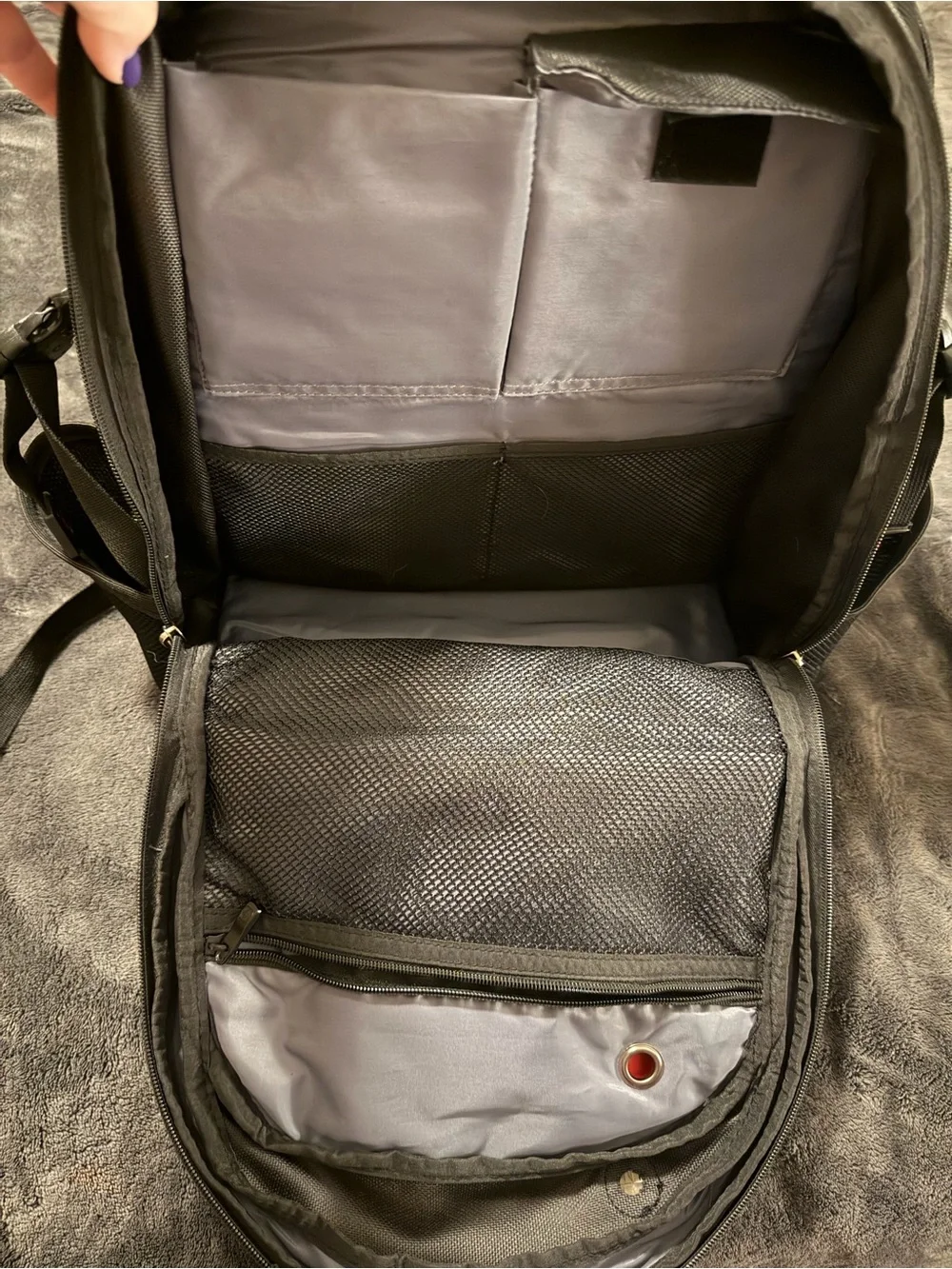SwissGear Black and Gray Backpack with Red Accents
